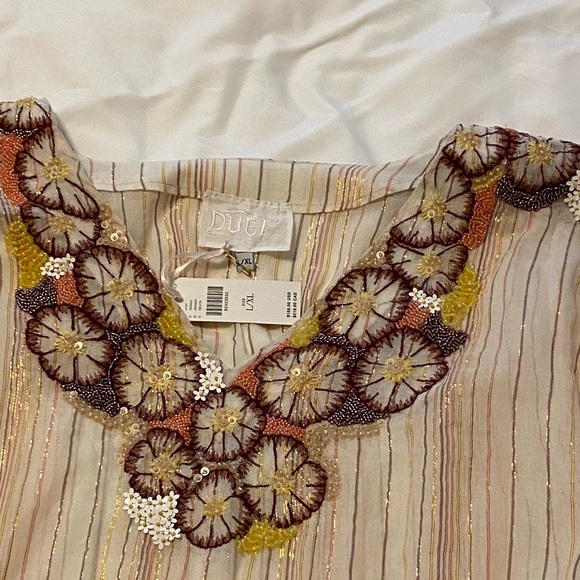 Anthropologie Embroidered Beaded Kaftan Kimono Coverup L/XL - Picture 2 of 3